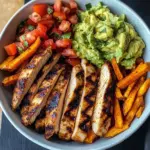 Grilled Chicken Power Bowl with Sweet Potato Fries & Guac