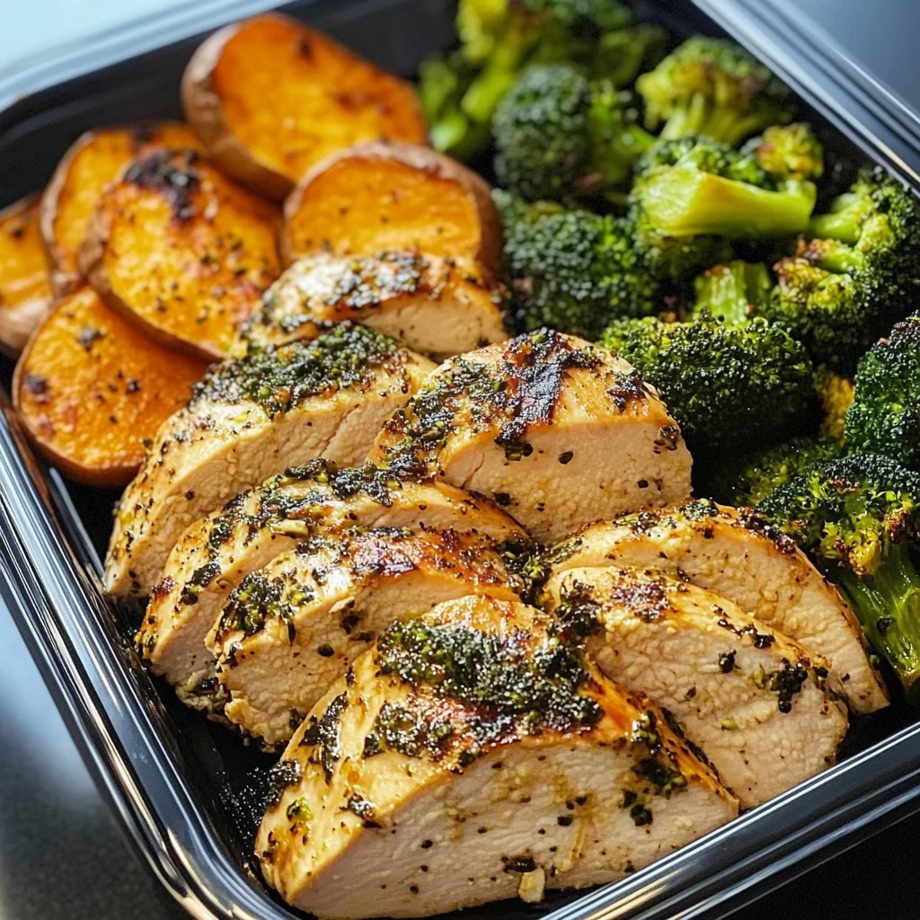 Herbed Chicken Meal Prep Bowls with Sweet Potatoes & Broccoli