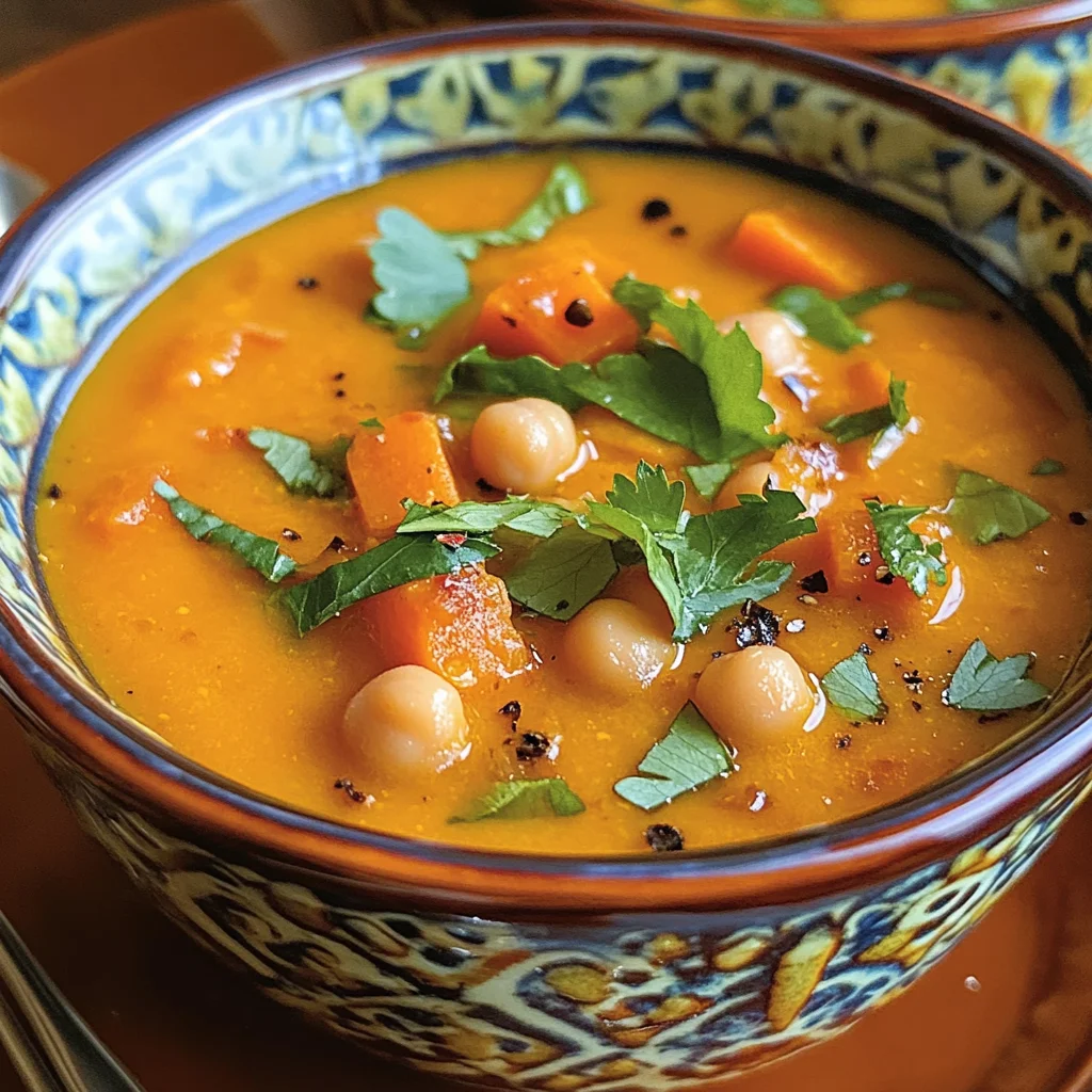 Moroccan Sweet Potato Soup with Chickpeas