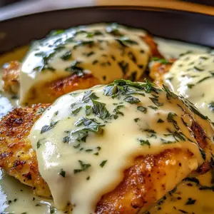 Mozzarella Chicken in Basil Cream Sauce