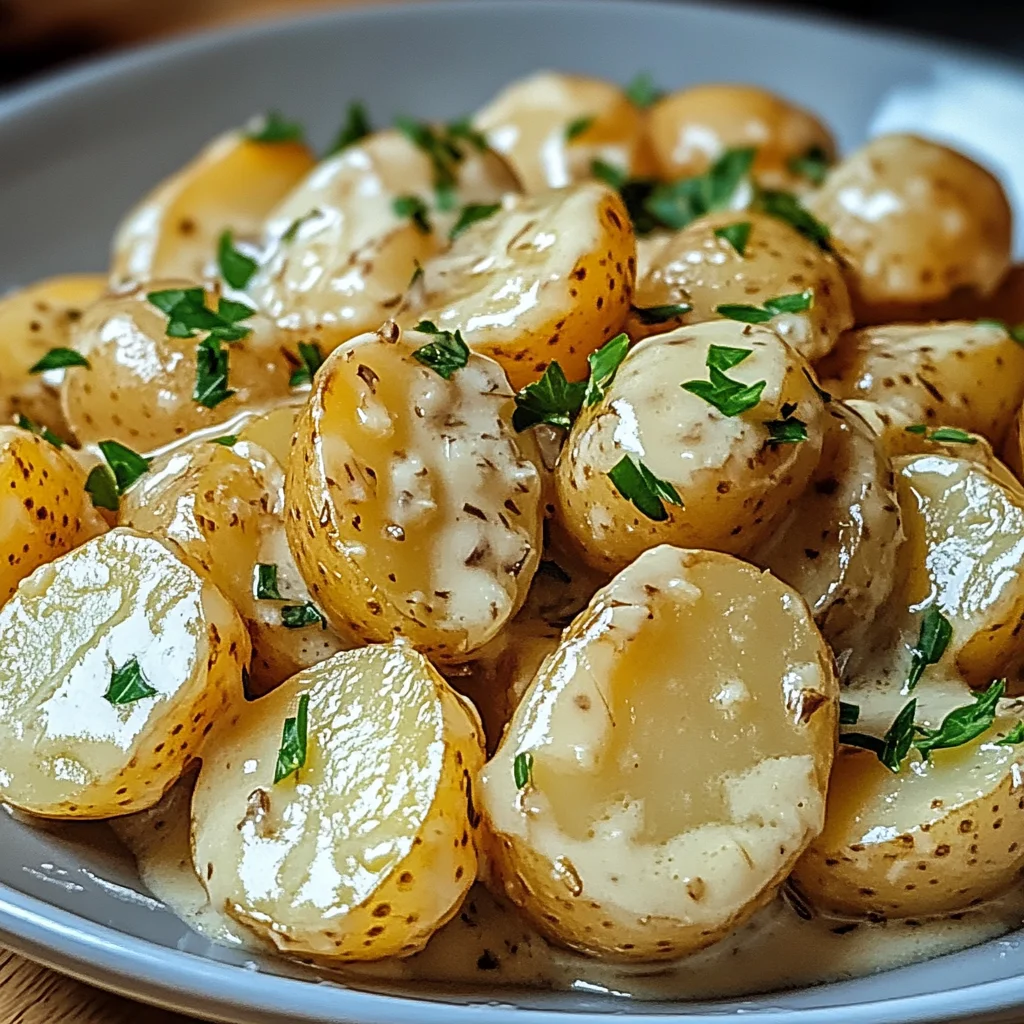 Easy Creamy Garlic Sauce Baby Potatoes Recipe