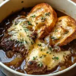 French Onion Beef Stew with Cheesy Bread Topping: A Cozy Gourmet Delight