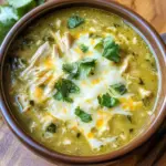 Green Chicken Enchilada Soup - Creamy and Cheesy!
