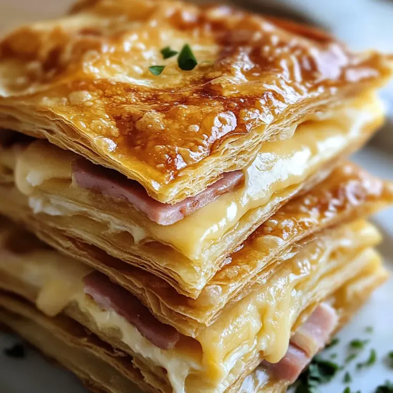 How to Make Crispy chicken ham & Cheese Puff Pastry Stacks