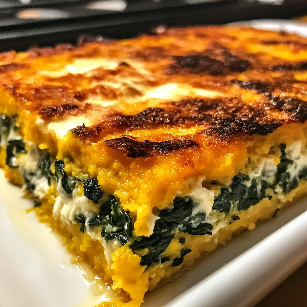 Pumpkin Spinach Polenta Casserole is a must-try dish!