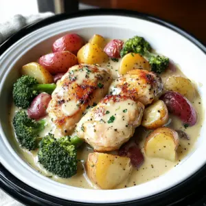 Slow Cooker Creamy Garlic Chicken And Veggies Recipe