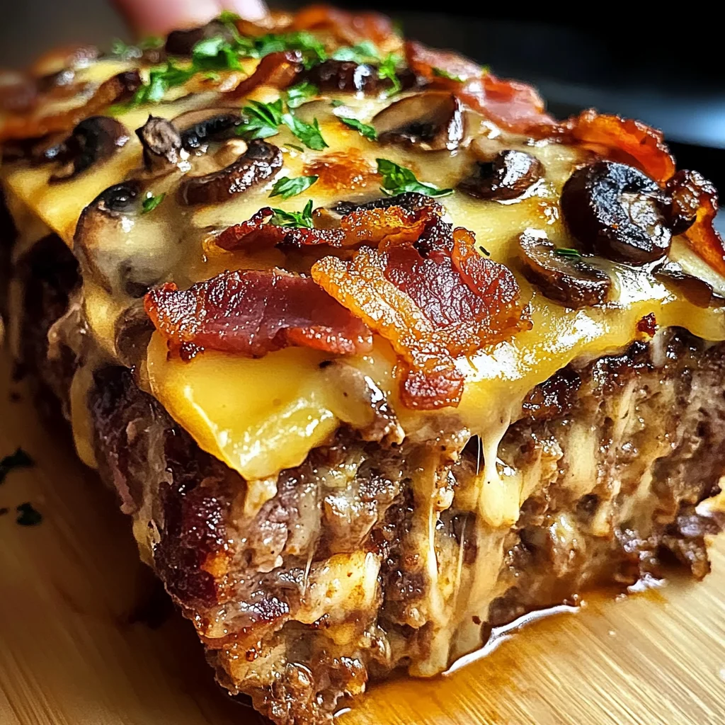 Swiss Turkey Bacon Mushroom Meatloaf