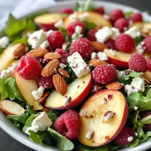 White Peach Raspberry Almond Salad