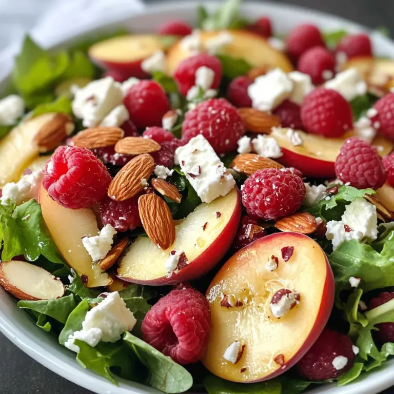 White Peach Raspberry Almond Salad