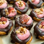 Chocolate Dipped Strawberry Yogurt Pretzel Bites