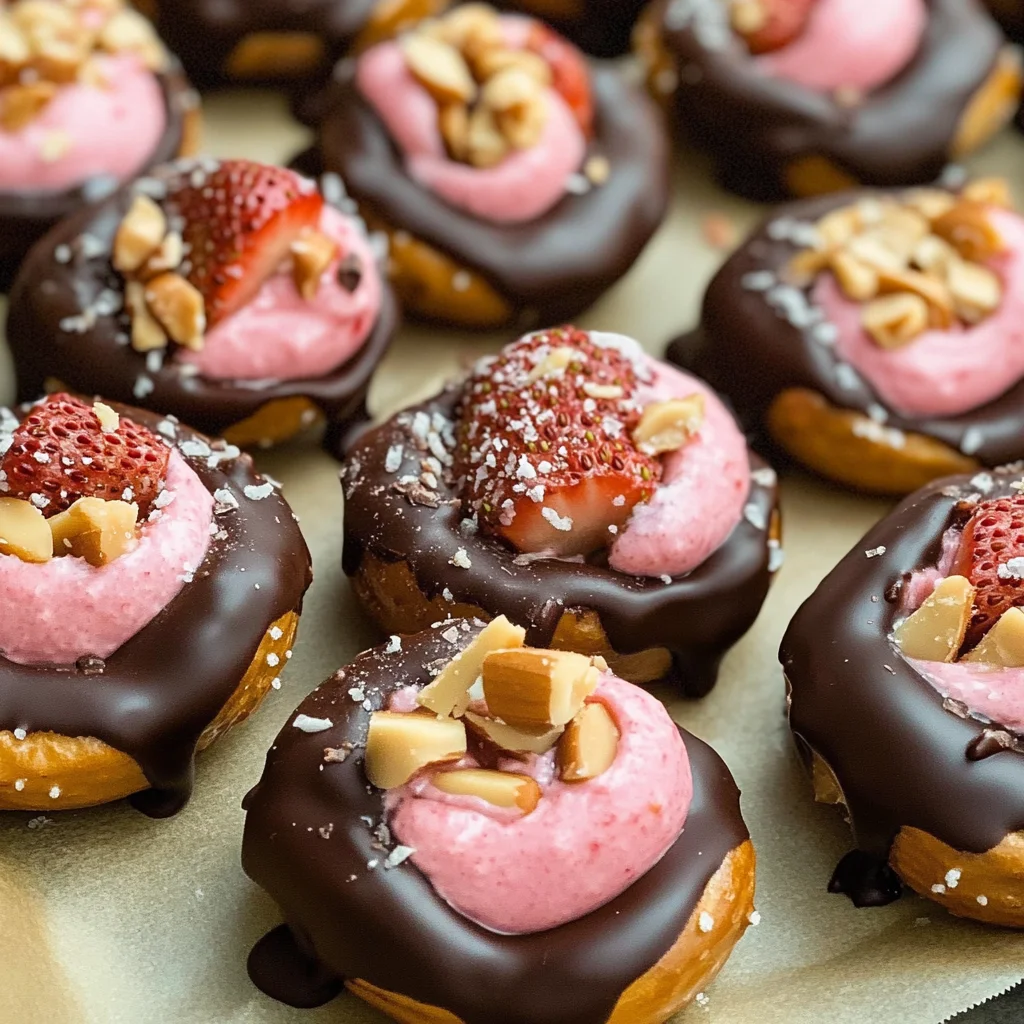 Chocolate Dipped Strawberry Yogurt Pretzel Bites