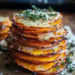 Crispy Parmesan Thyme Sweet Potato Stacks Recipe