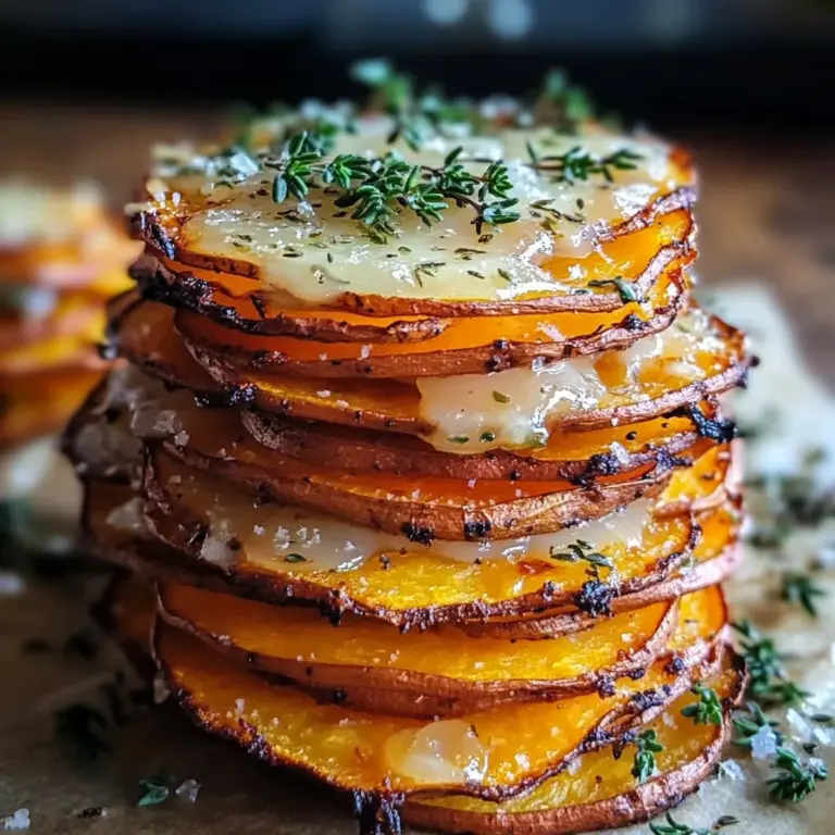 Crispy Parmesan Thyme Sweet Potato Stacks Recipe