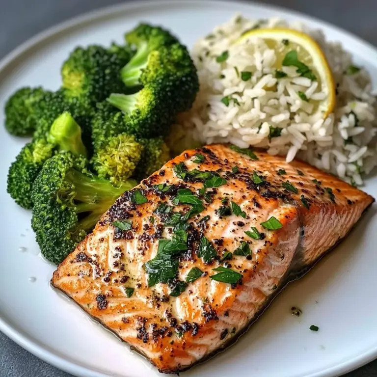 Lemon-Garlic Salmon with Broccoli & Herbed Rice