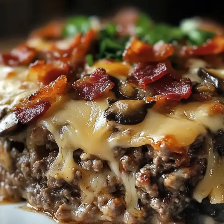 Mushroom Swiss Turkey Bacon Meatloaf Casserole