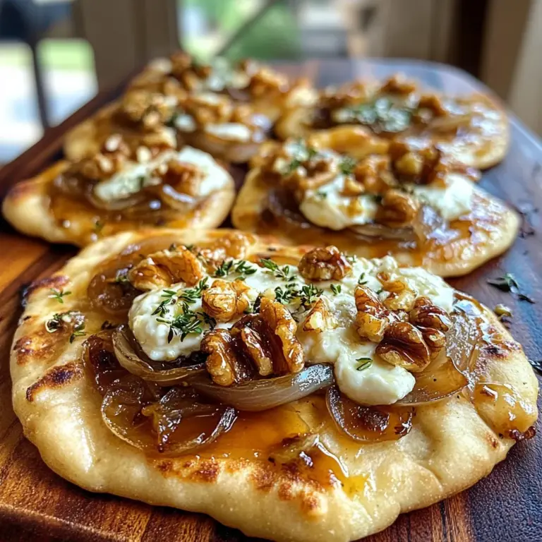 Crispy Naan Flatbread with Caramelized Onions, Brie & Maple Walnuts
