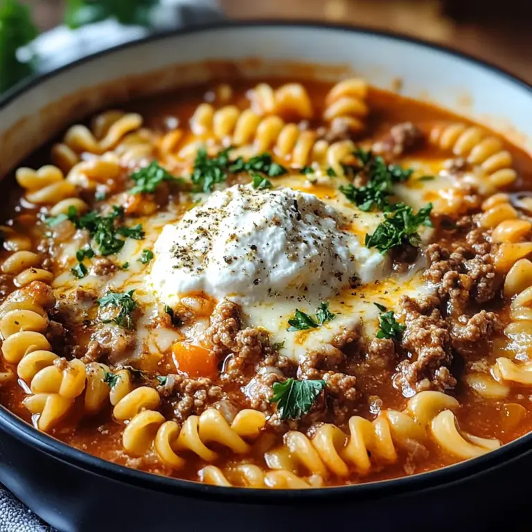 Easy Lasagna Soup Recipe: Cheesy Beef & Tomato Pasta