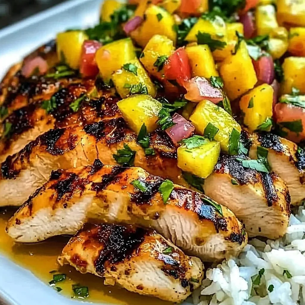 Lemon Ginger Chicken with Pineapple Mango Salsa