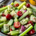 Celery Salad with Cherry Tomatoes, Cucumber, and Lemon Dressing Recipe
