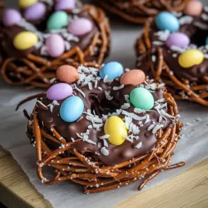 Chocolate-Covered Pretzel Nests