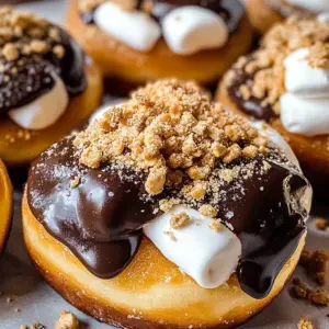 Marshmallow Cream Filled S'mores Donuts
