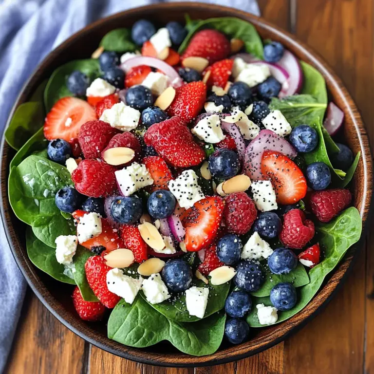 Spinach Berry Salad with Sweet Poppy Seed Dressing