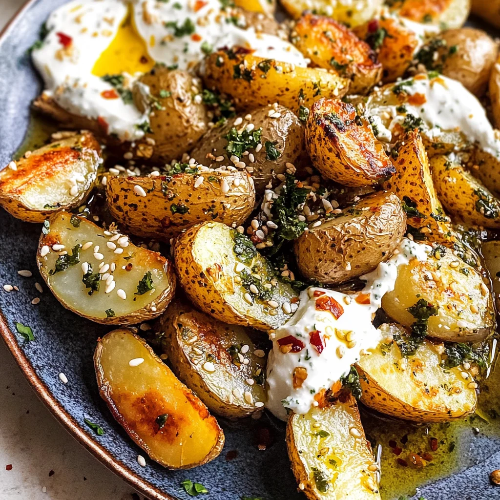 Crispy Oregano Roasted Potatoes with Creamy Feta Sauce