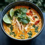 Spicy Thai Chicken Noodle Soup with Coconut and Lime