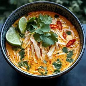 Spicy Thai Chicken Noodle Soup with Coconut and Lime