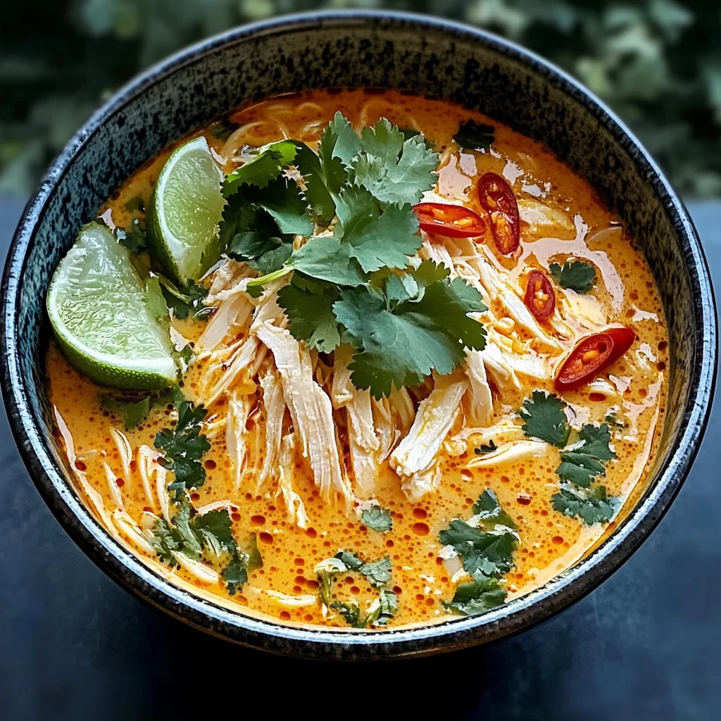 Spicy Thai Chicken Noodle Soup with Coconut and Lime