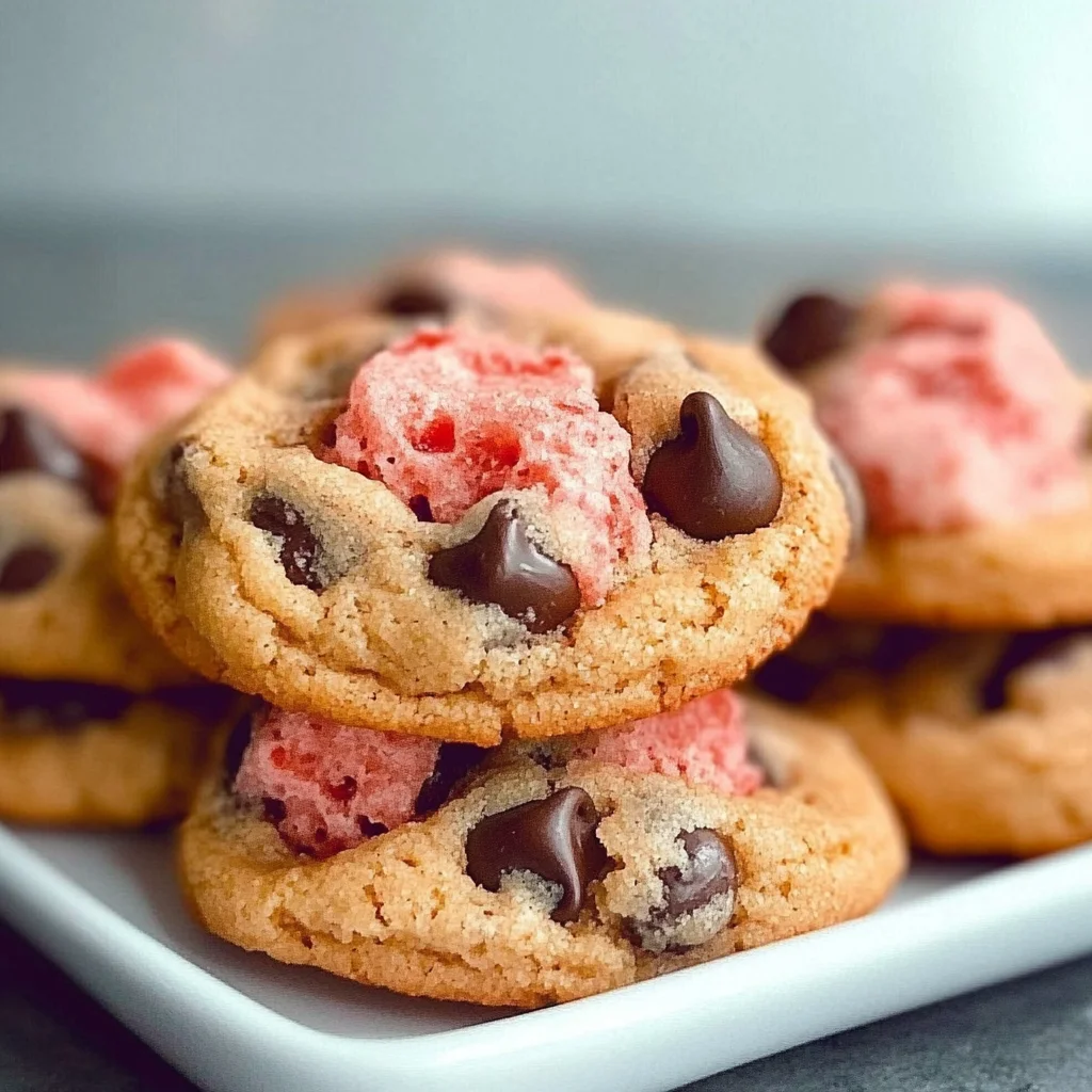 Strawberry Cake Mix Cookies with Chocolate Chips