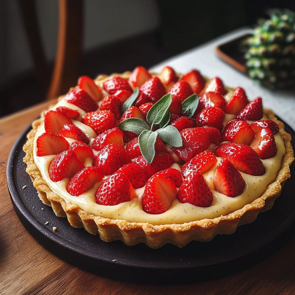 Tarte aux fraises et sauge ananas